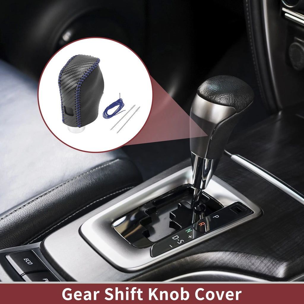 Gear Shift Knob Cover for Nissan Altima (2019–2024) Black Carbon Fiber Blue