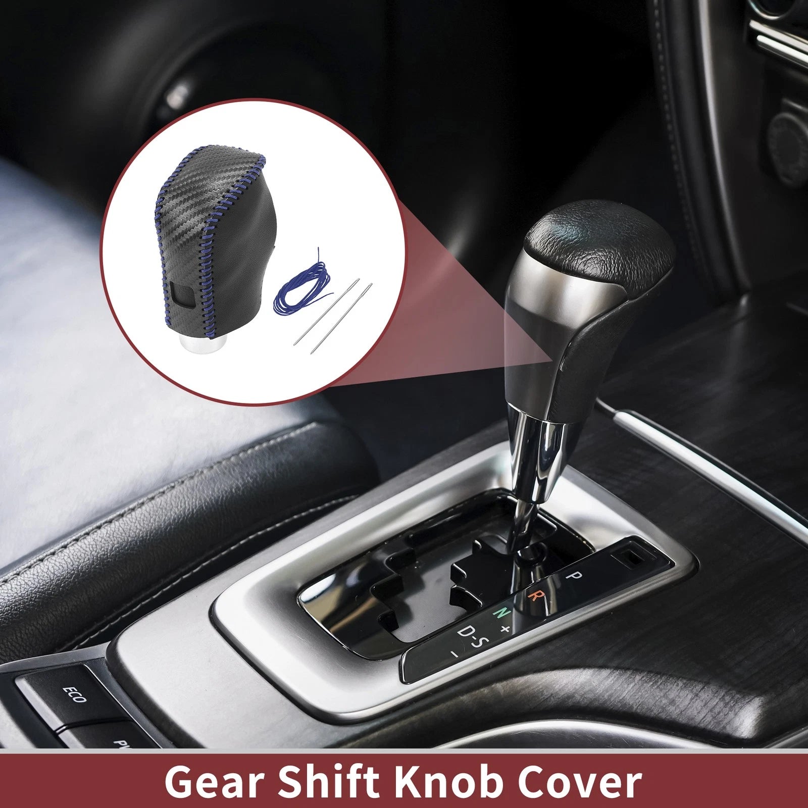 Gear Shift Knob Cover for Nissan Altima (2019–2024) Black Carbon Fiber Blue