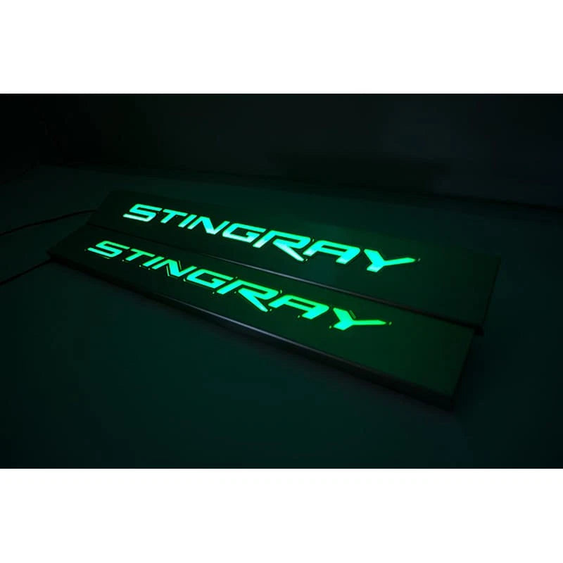 Door Sill Kit Replacement with Red LED Logo for 2014-2019 Corvette