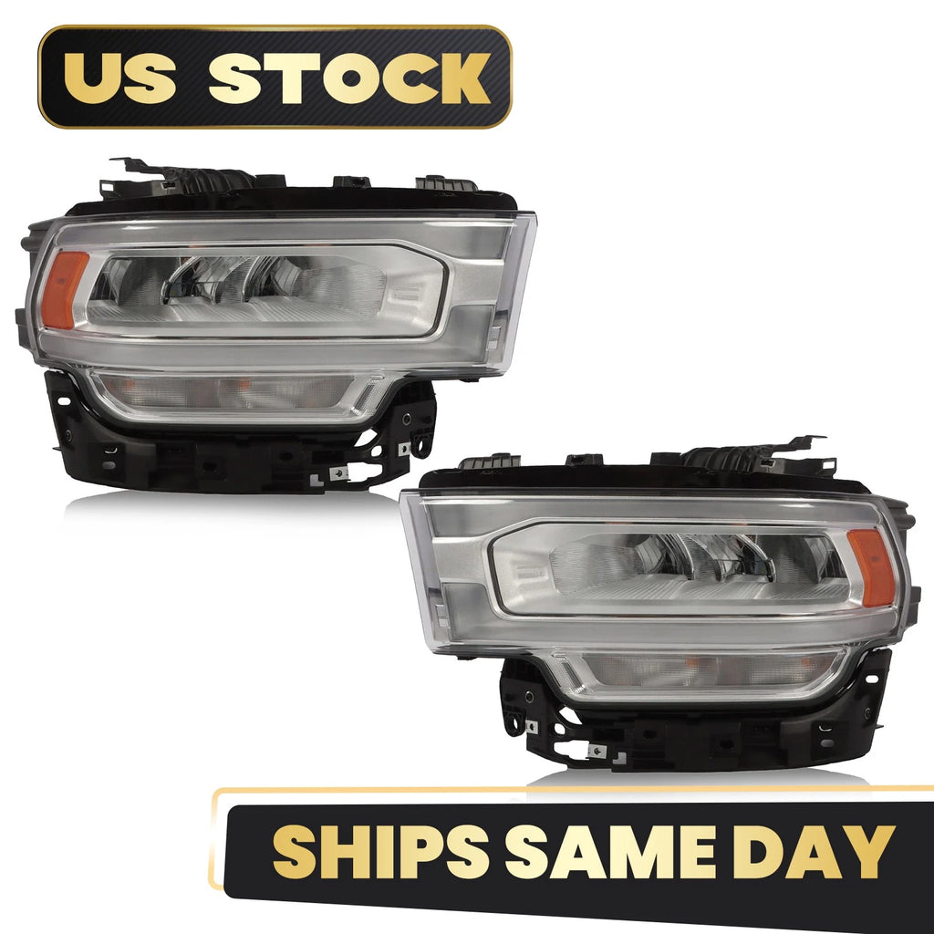 Full LED Headlights with Reflector Chrome for Ram 2500 3500 (2019–2024)