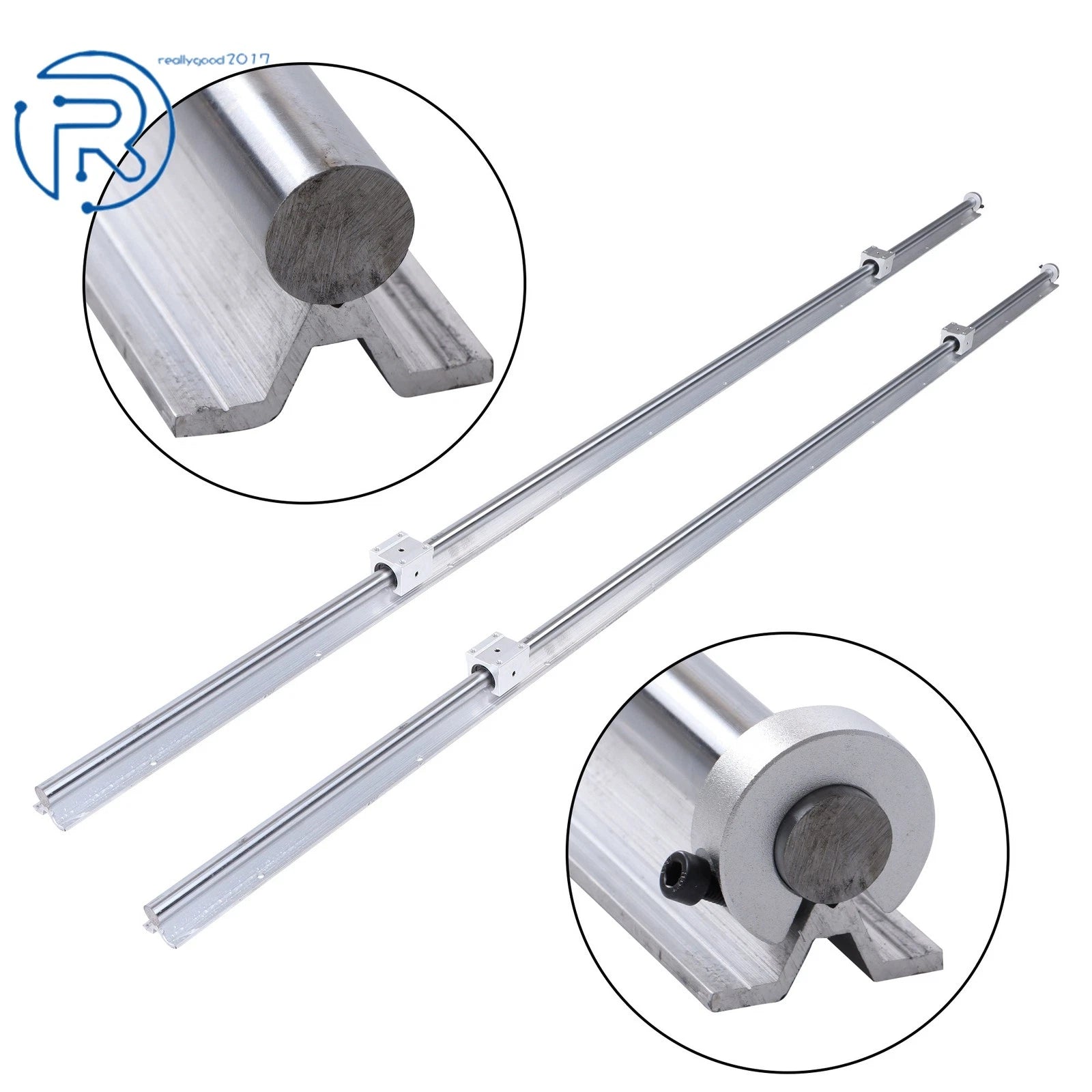 Set of 2 Linear Rails with 4 Bearing Blocks for Custom Applications