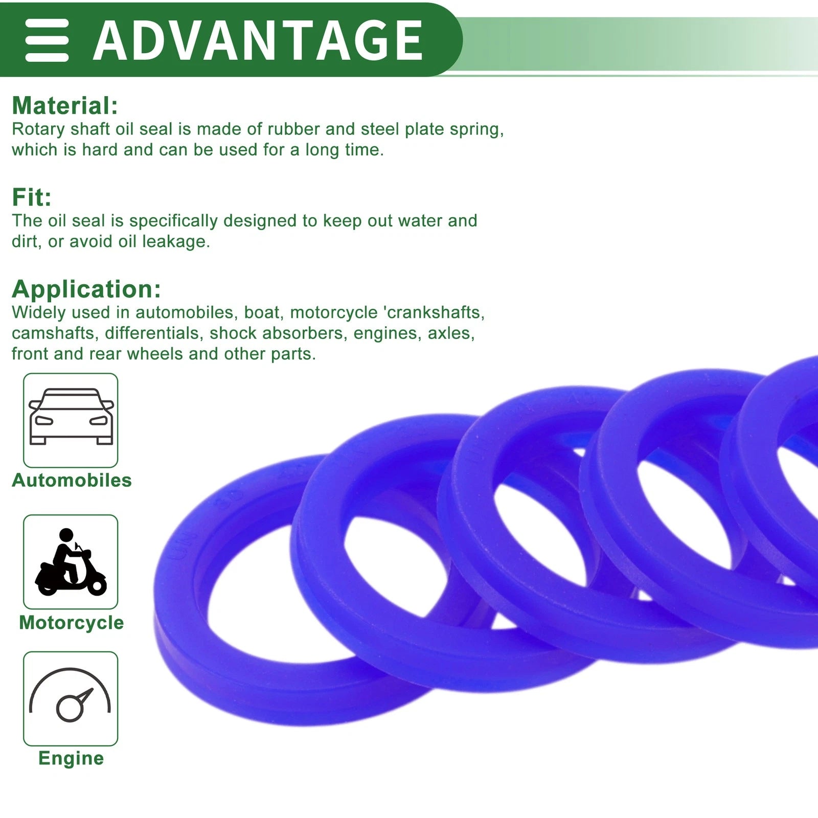 Set of 5 Oil Seal Ring 30x40x6mm for Rotary Shaft (High Pressure)