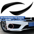 Gloss Black Front Bumper Canards for Benz C-Class AMG-Line W205 (2015–2019)