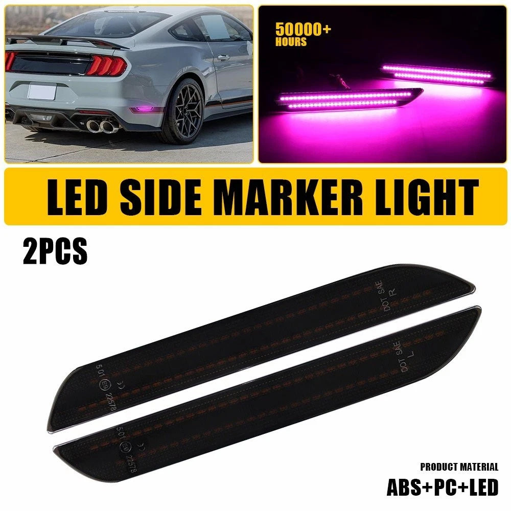 2X Rear Purple LED Bumper Side Marker Lamps for Ford Mustang (2015–2023) EXV
