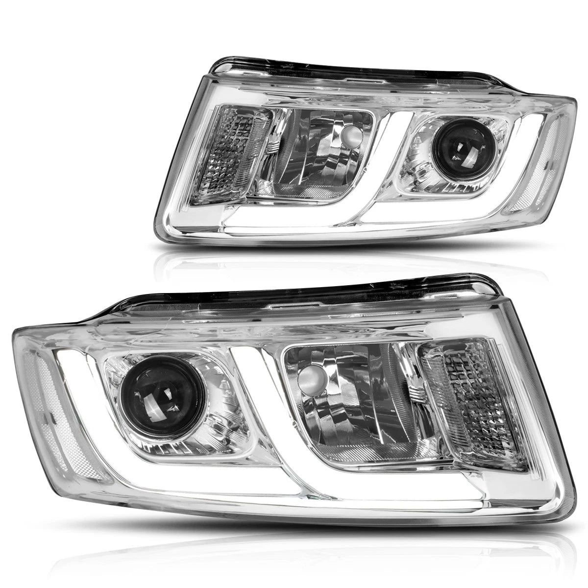 LED DRL Bar Projector Headlight for Jeep Grand Cherokee (2014–2016) Chrome/Clear