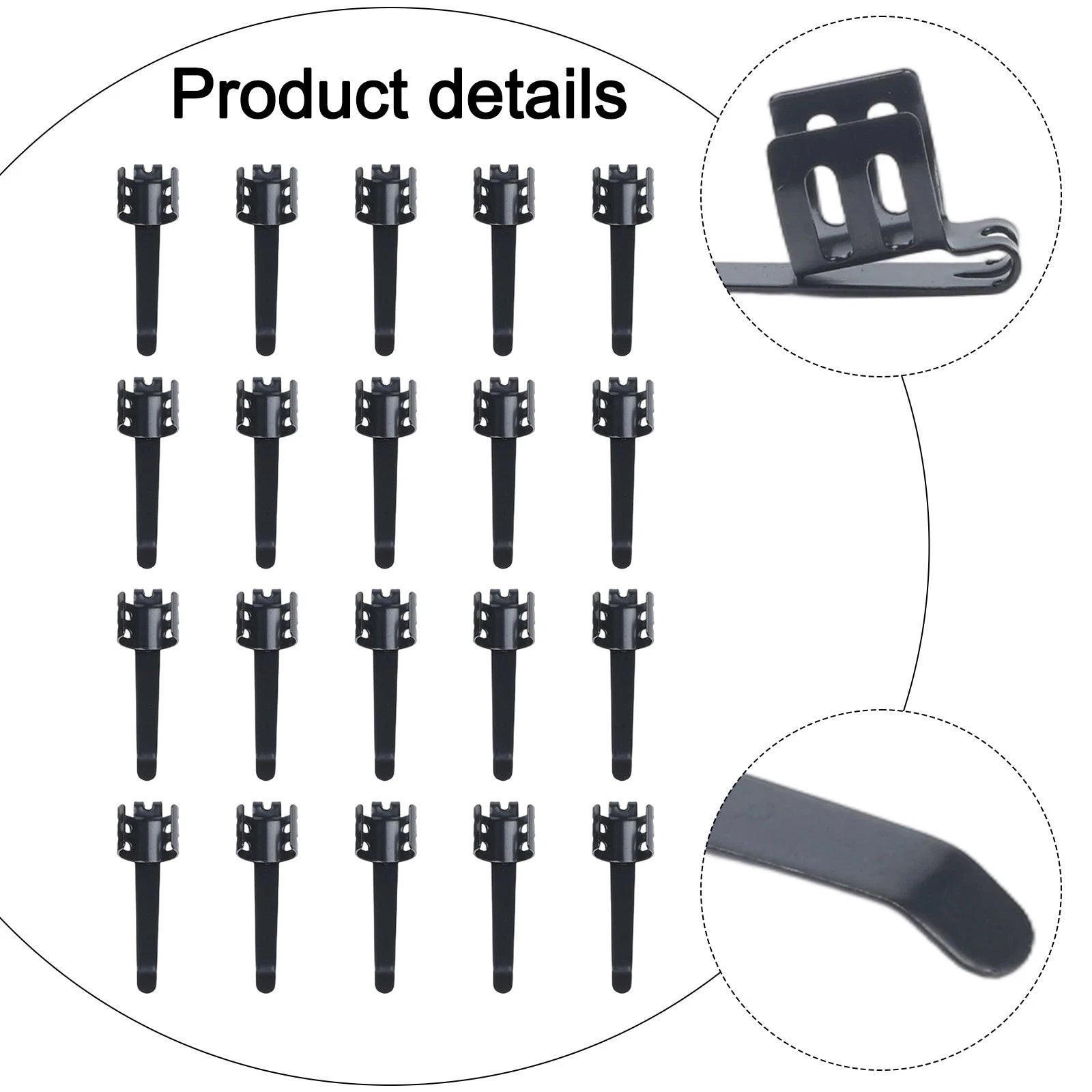 20 Pack Flashlight Pocket Clips for Pens (Rust Resistant Steel)
