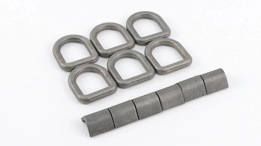Set of 6 Heavy Duty Weld-On Forged D Rings 3/8 Inch 5000 Lbs Strength