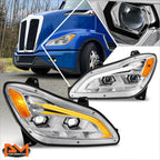 3D LED Bar Switchback Signal Projector Headlights for Kenworth T680 (2022–2024)