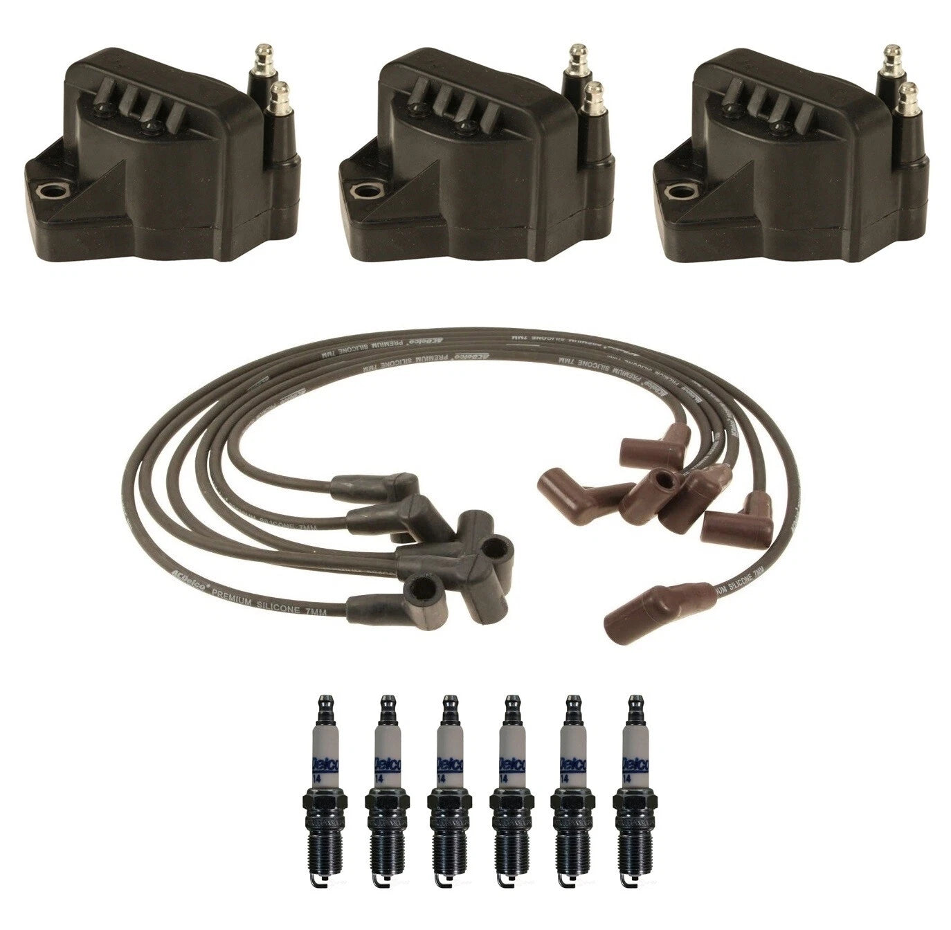 3 Ignition Wires, 3 Coils, 6 Spark Plugs Kit for Firebird Camaro (1993–2002)
