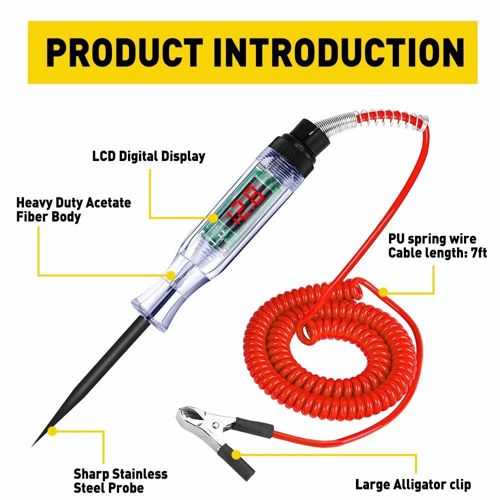 Set of 2 Digital Electric Voltage Circuit Testers for Automotive (6-24V)