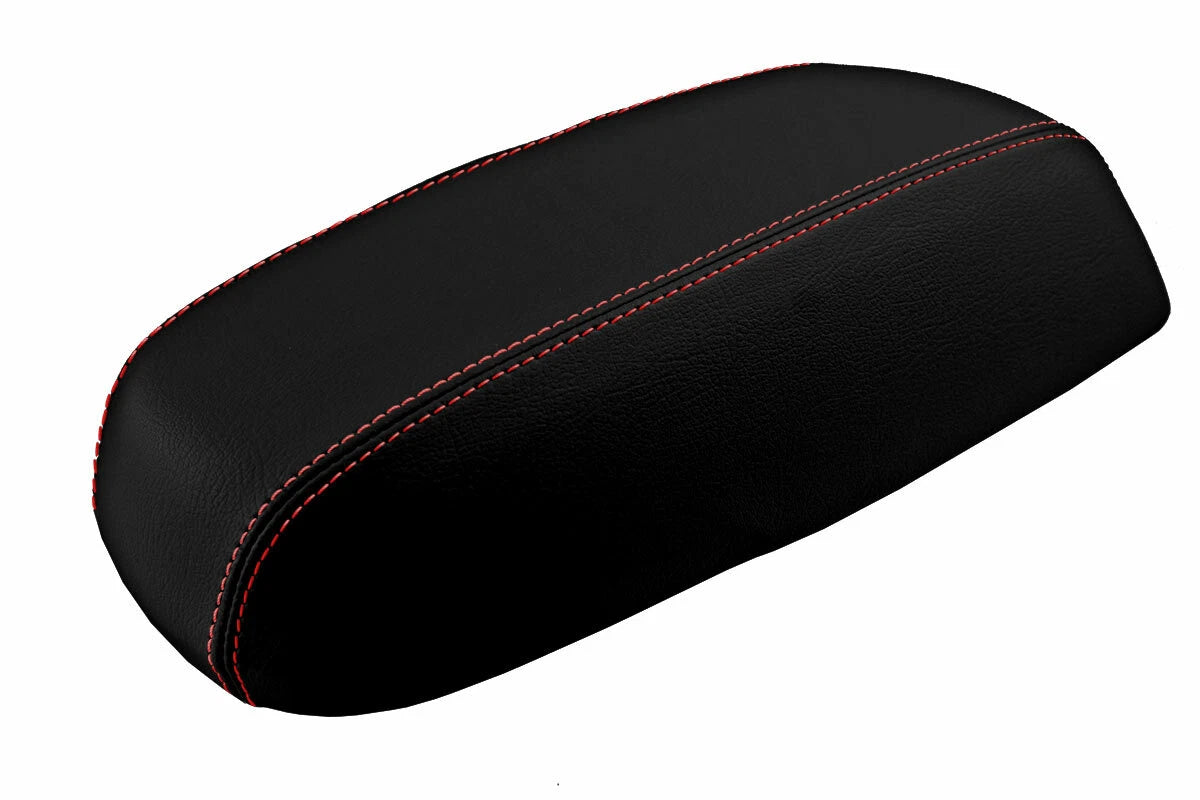 Leather Console Lid Armrest Cover for Hyundai Tucson (2010–2015) Red Stitch