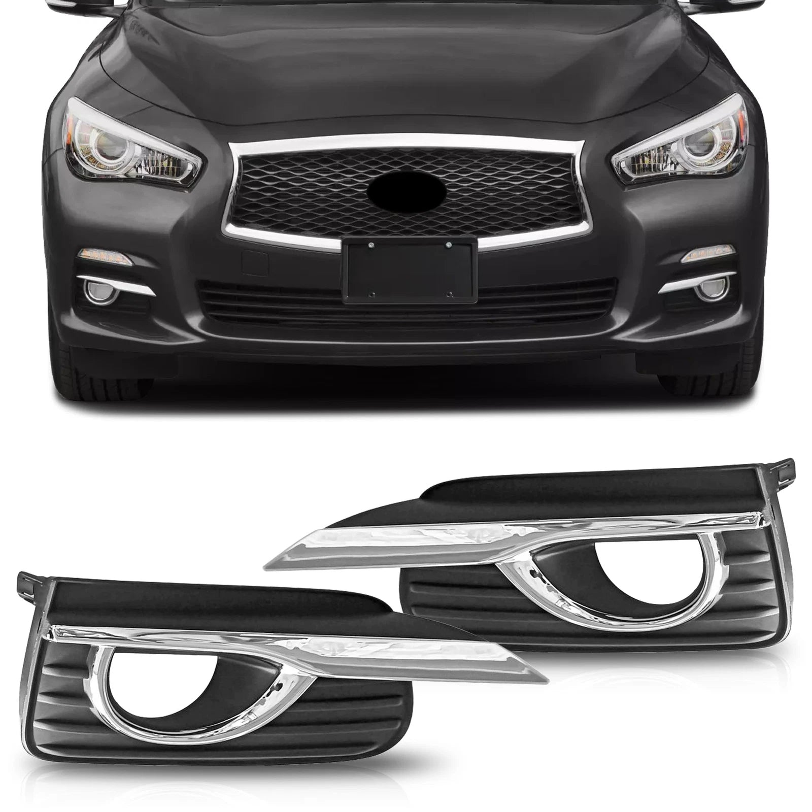 Pair of Bumper Fog Light Cover Grills for Infiniti Q50 (2014–2017)