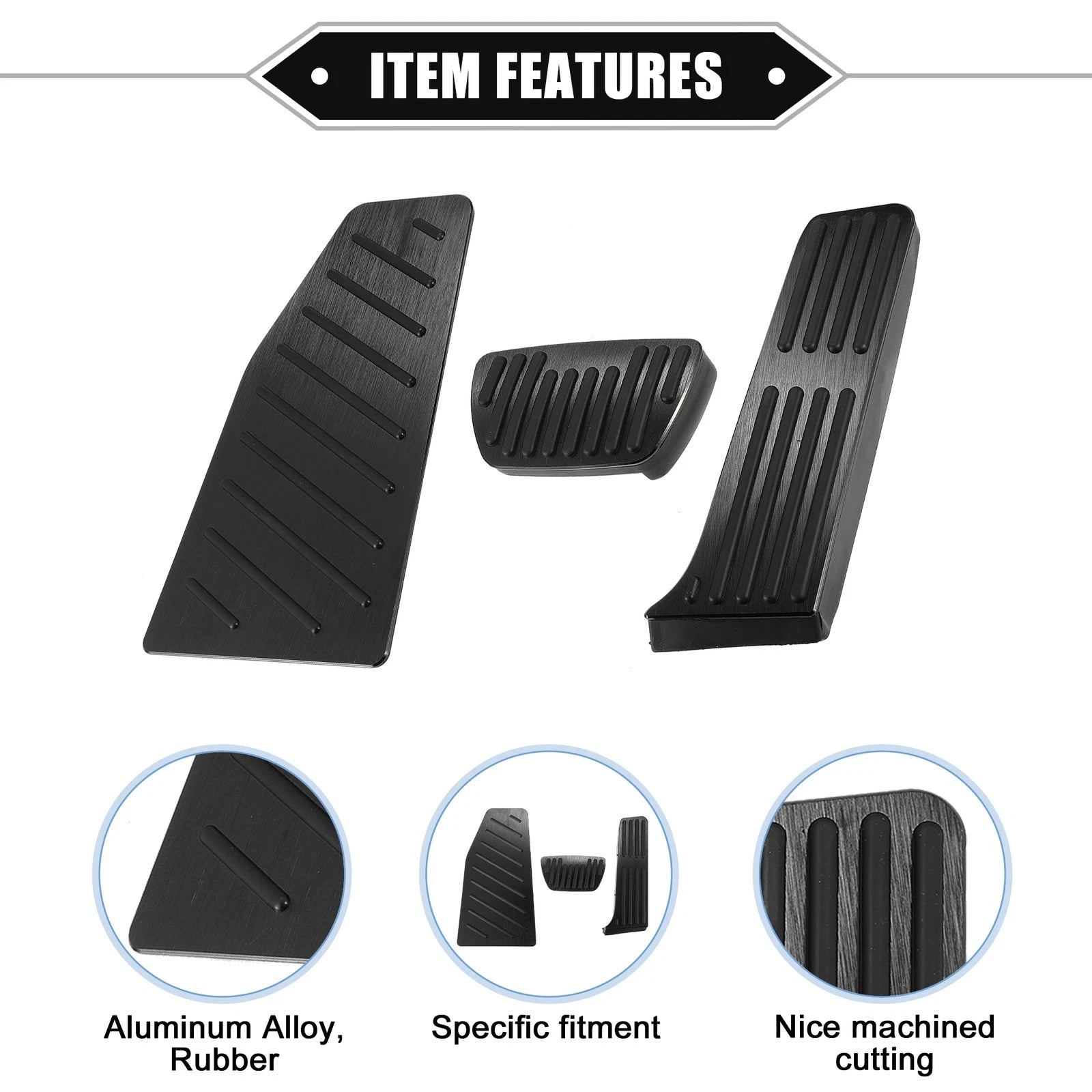 Gas Brake Footrest Pedal Pad for Toyota RAV4 (2019–2023) Aluminum Rubber Black