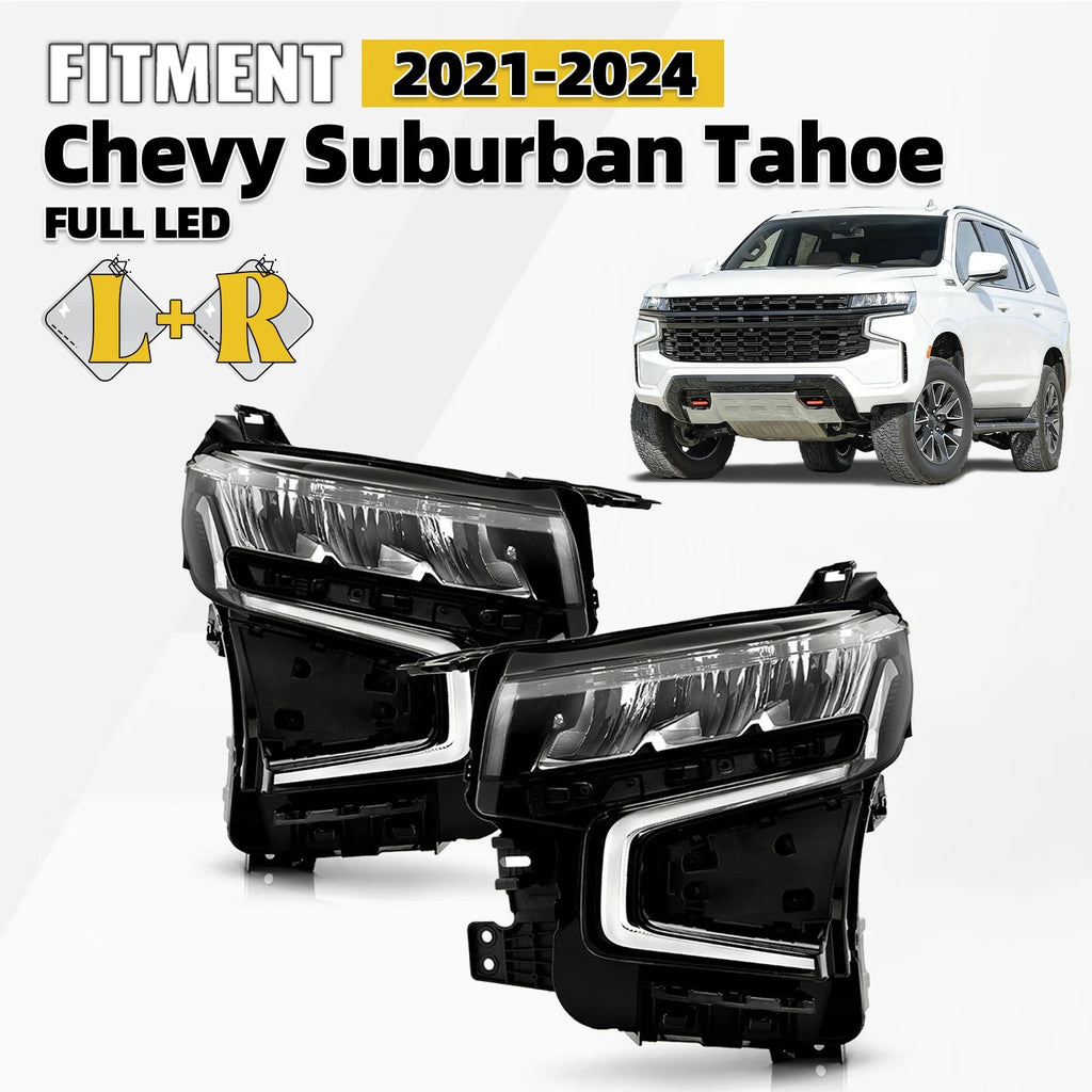 Full LED Headlights for Chevy Suburban Tahoe (2021–2024) - Left + Right Pair