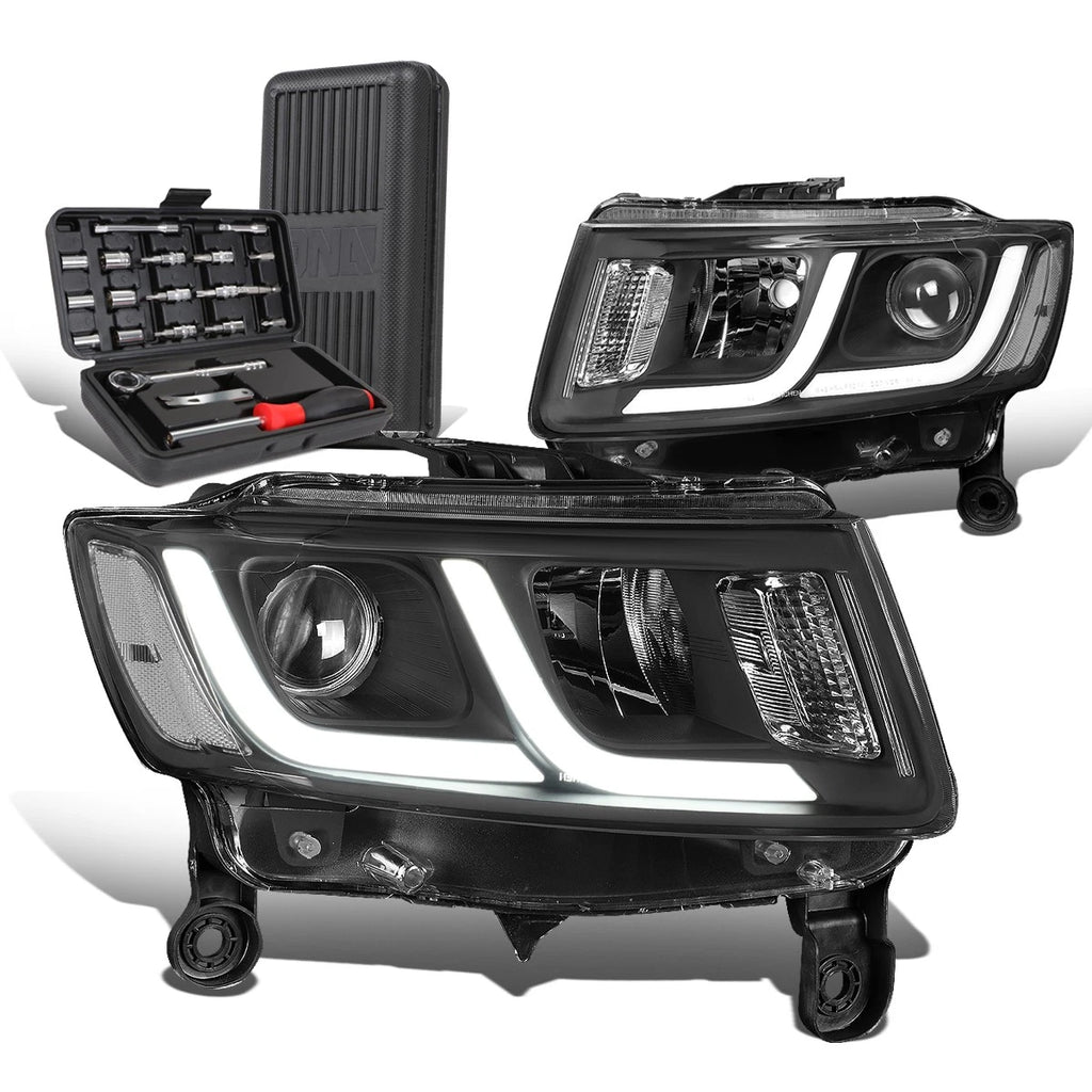 Pair of LED Black Clear Projector Headlights for Grand Cherokee (2014–2016)