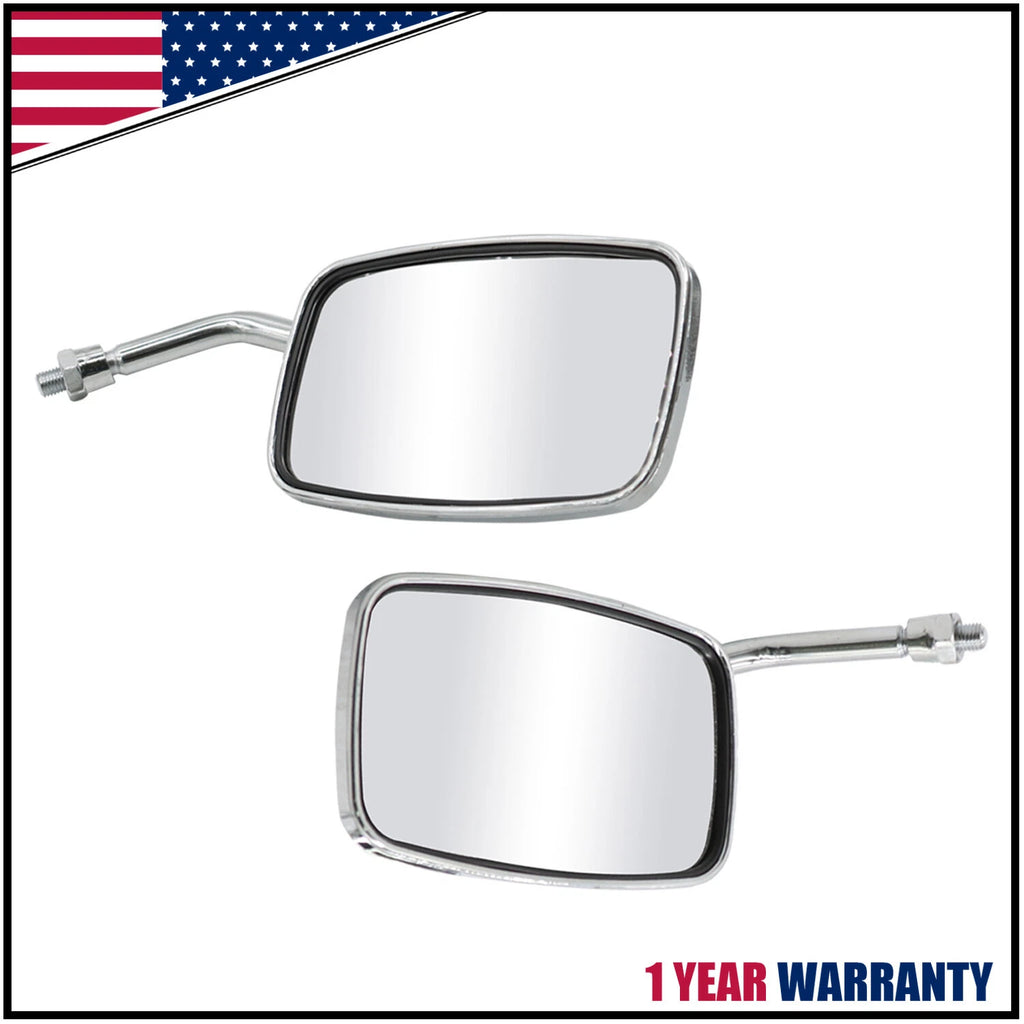 Pair Chrome Rearview Side Mirrors for Honda Suzuki Kawasaki