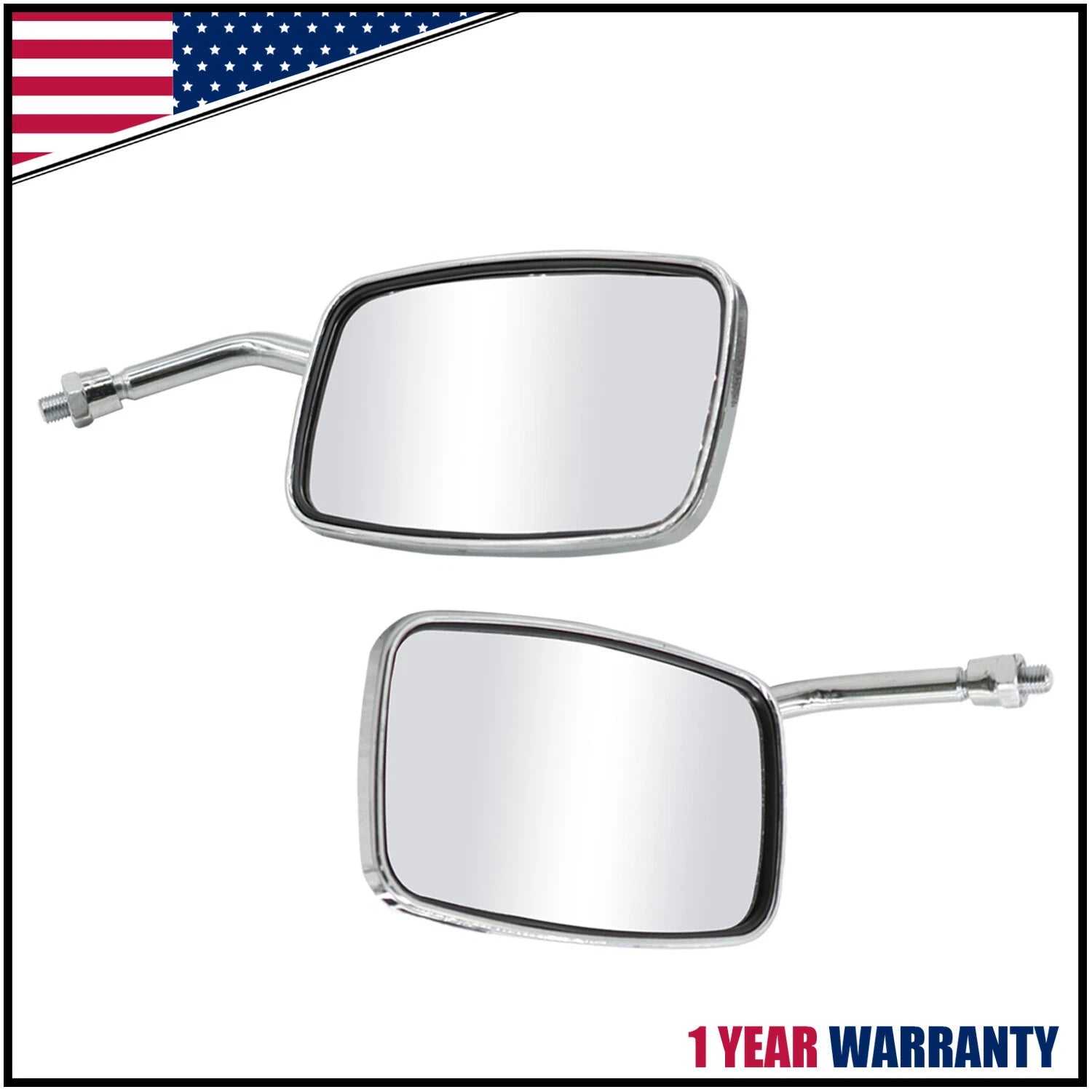 Pair Chrome Rearview Side Mirrors for Honda Suzuki Kawasaki