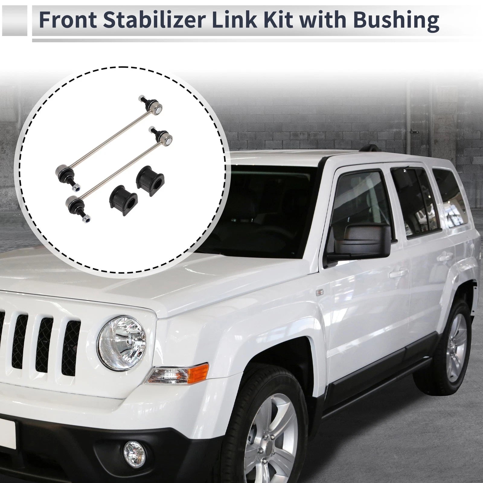 Set of 2 Front Stabilizer Bar Links with Bushings for Jeep Patriot (2007–2017) No.K80258