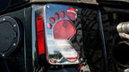 Black Powder Coated Stainless Footprint Tail Light Covers for 2018 Jeep Wrangler