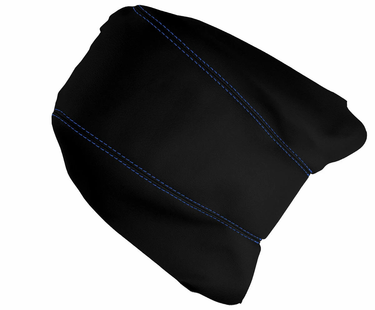 Leather Console Lid Armrest Cover for Mitsubishi Outlander (2007–2013) Blue Stitch