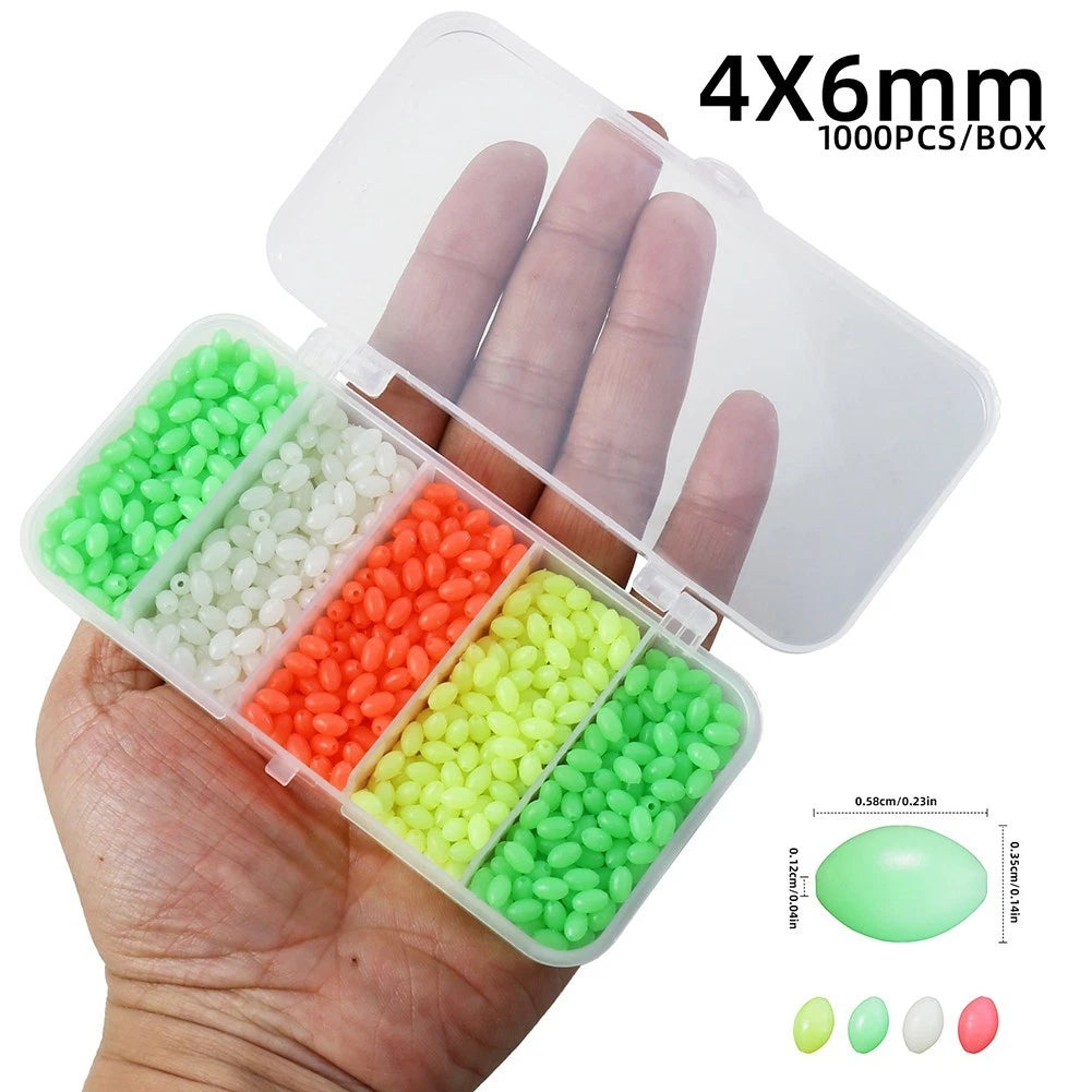 Set of 1000 Plastic Diamond Glow Beads for Bait Stopper Lure Rigging