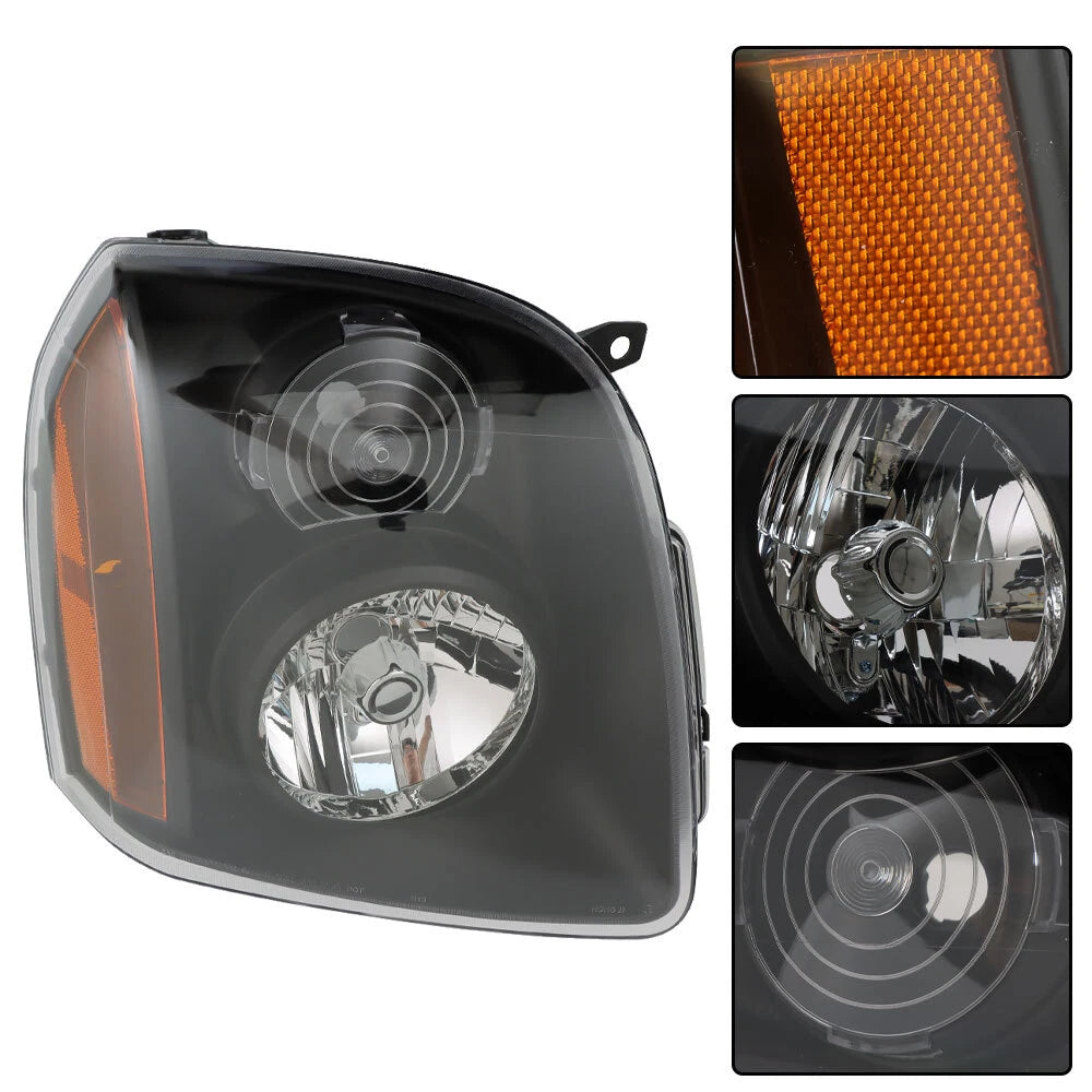 Headlight Assembly for GMC Yukon XL (2007–2014) Halogen Black Clear