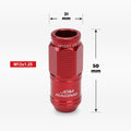 20Pc M12X1.25 Red JDM Open End Cone Wheel Lug Nuts + Spline Locks + Key