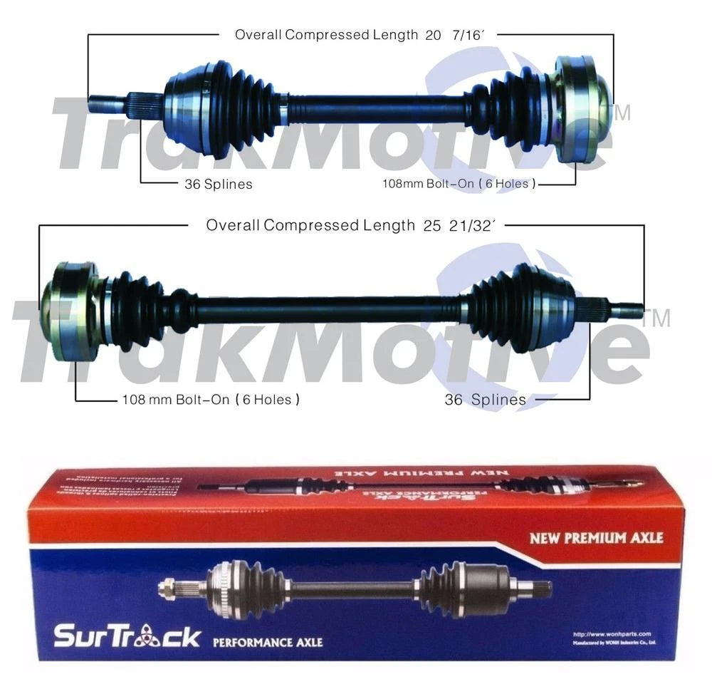 Set of 2 Front CV Axle Shafts for Audi TT Quattro (2000–2002)