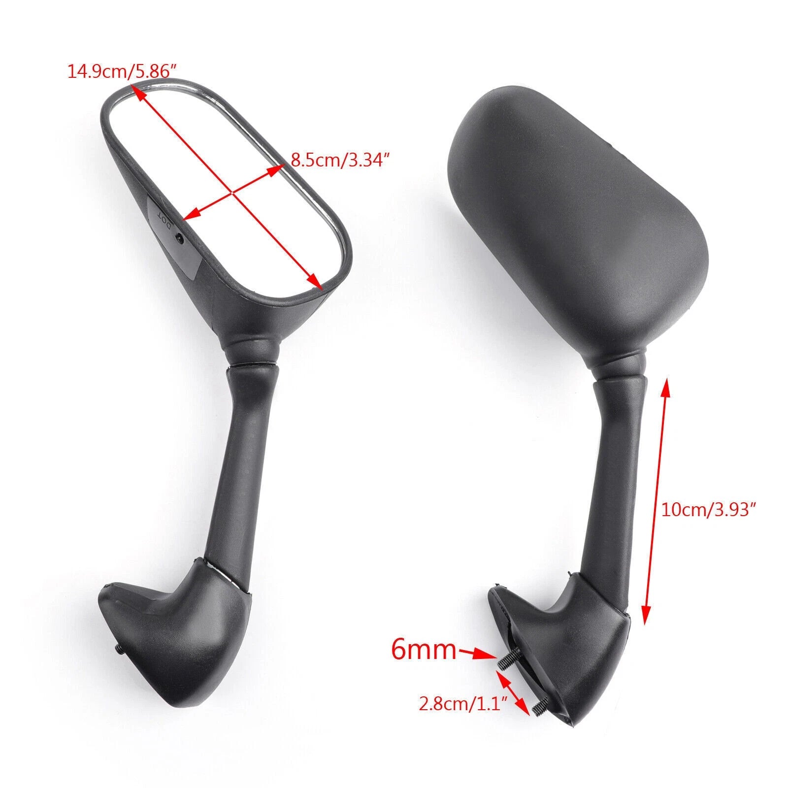 Mirrors for Yamaha YZF 600 R6 (2003–2005) YZF R6S (2006–2008) Black
