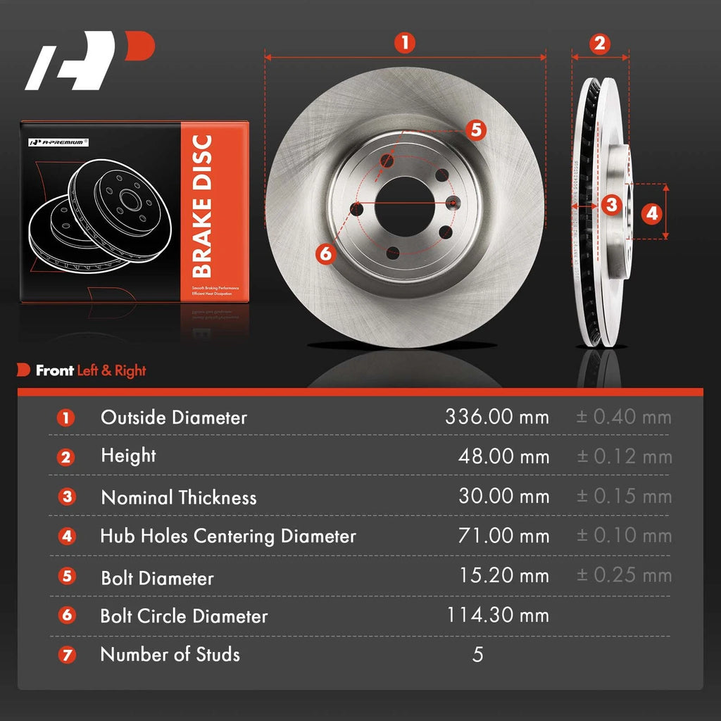 Front Disc Brake Rotors for Ford Mustang (2011-2014)