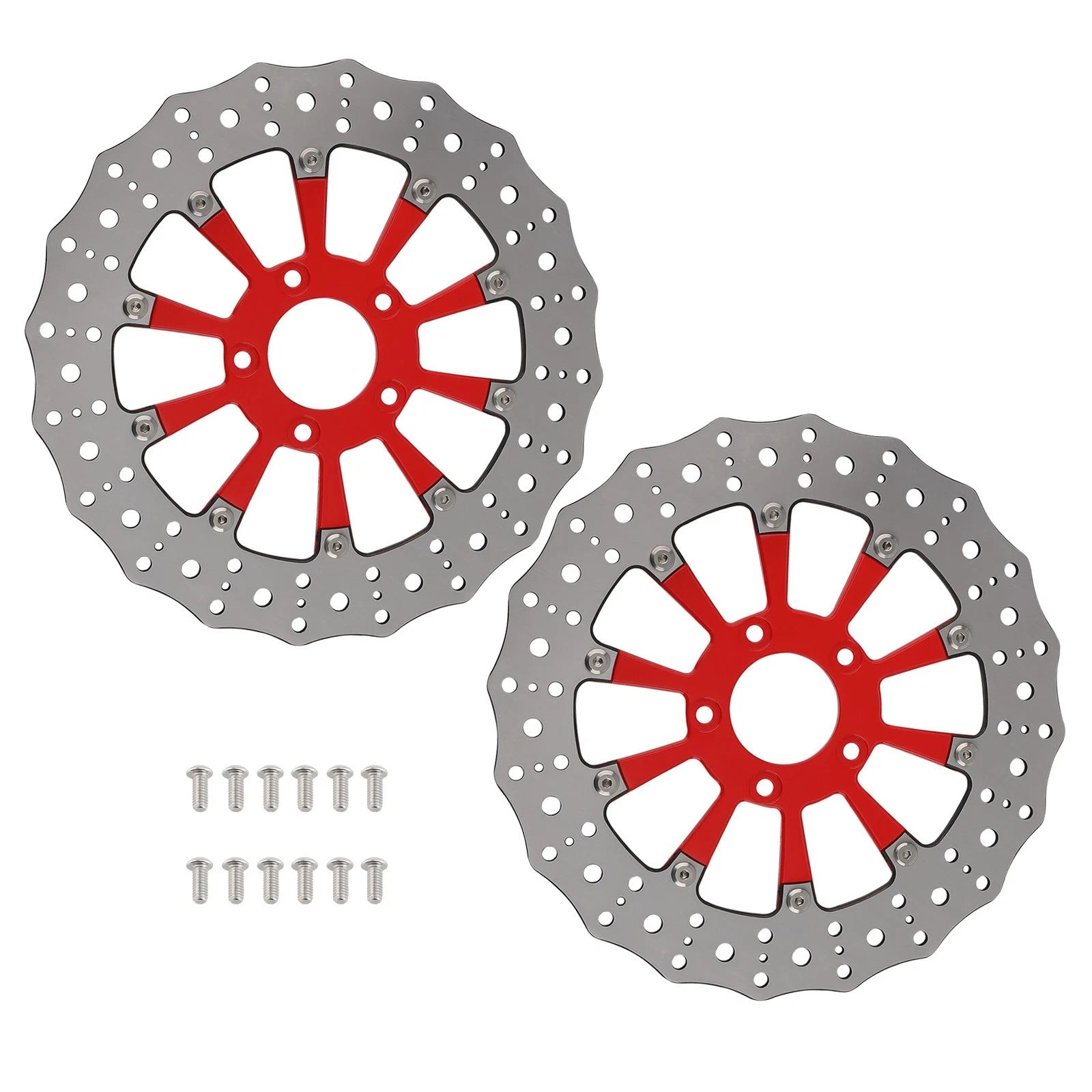 2PC Front Brake Rotor Disc for Harley-Davidson Trike Dyna (2006–2019) Red