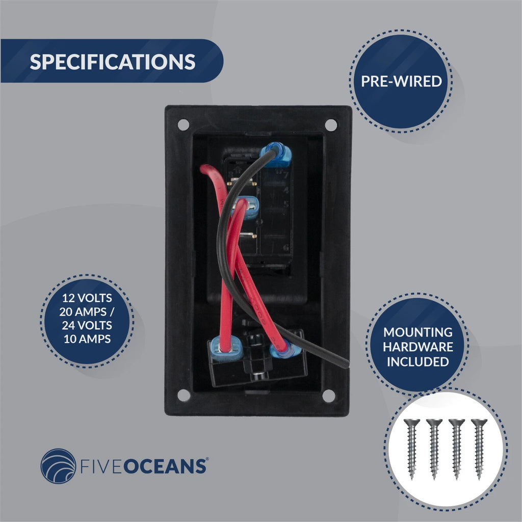 3-Way Rocker Bilge Pump Switch for Five Oceans 12-Volts