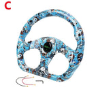 13" Racing Graffiti Pattern Flat Steering Wheel for Universal Fit