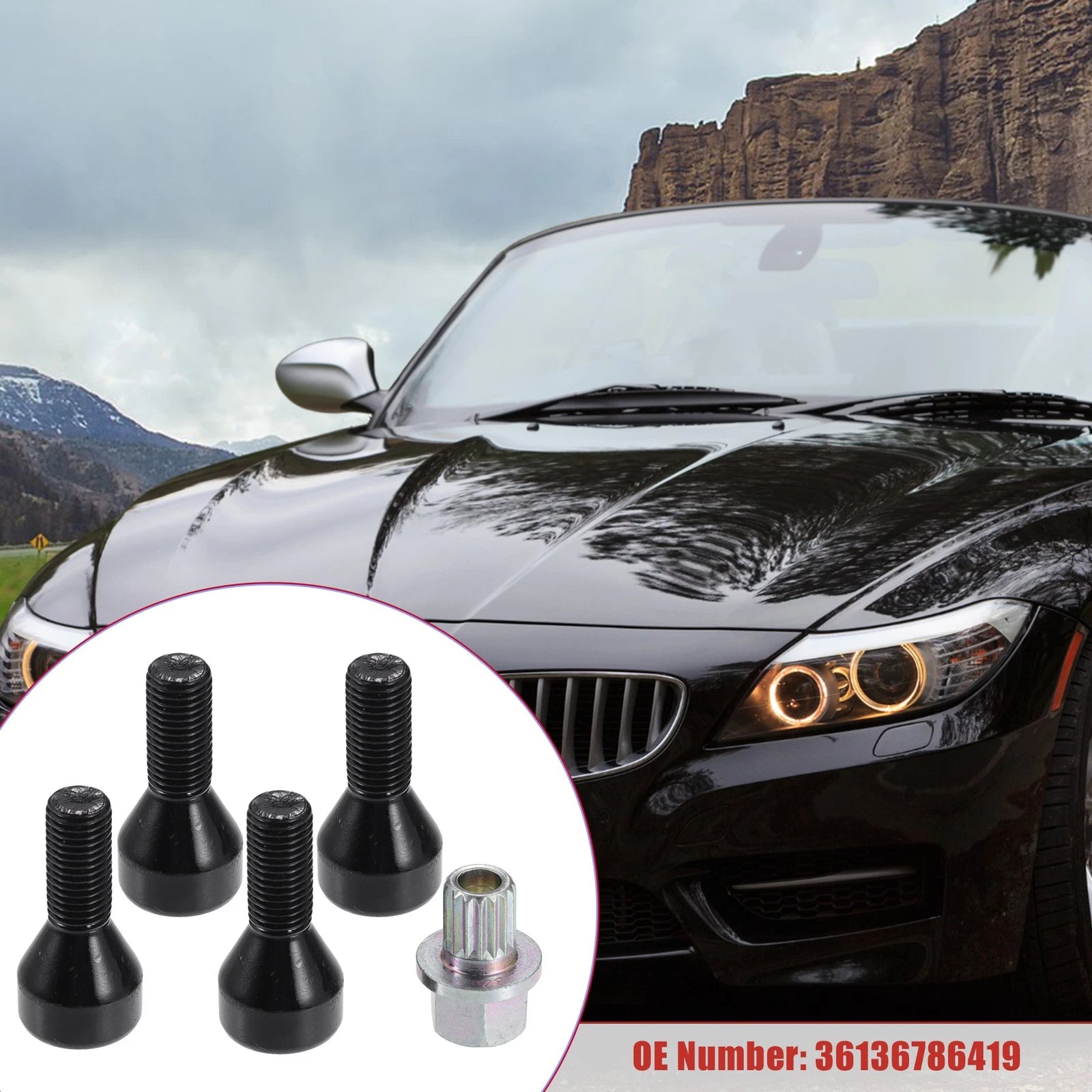 Set of 4 Wheel Lock Lug Nuts Bolts for BMW 528i Z4 328i 330i (No.36136786419)