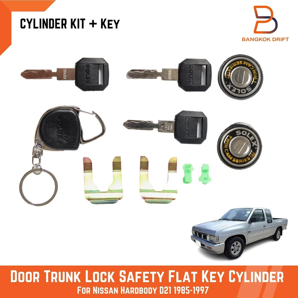 Solex  LH RH Lock Safety Flat Key Cylinder for Nissan Navara (86-97)