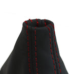 Leather Automatic Shift Boot Cover for Audi A6 (2005–2011) Red Stitch