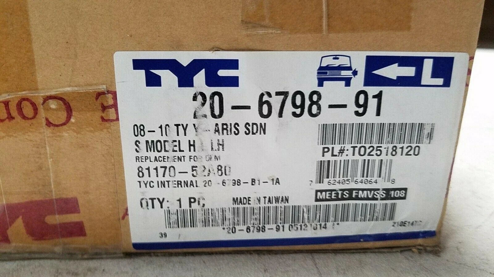 Driver Side Headlight for Toyota Yaris (2008–2010) TYC 20-6798-91