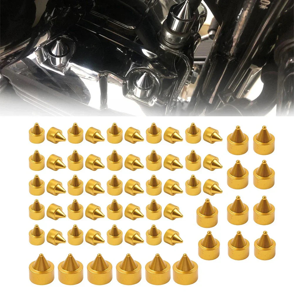 62X Engine Bolt Gold Cap Kit for Harley Street Glide Road King Softail (2018-2024)