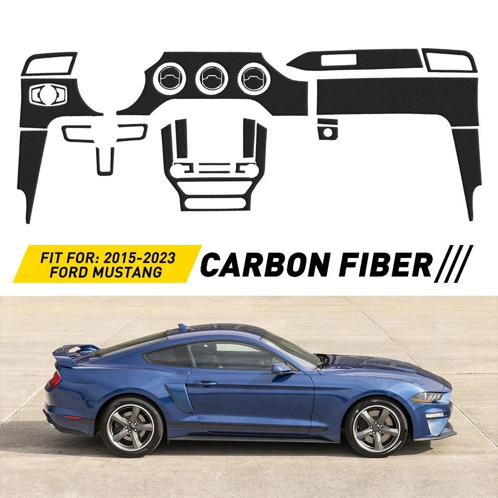 30 pcs Carbon Fiber Interior Kit Cover Trim for Ford Mustang (2015–2023)
