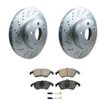 Set of 4 Hella Front Rotors & Akebono EURO Ceramic Brake Pads for W204 C250 (2012–2014)