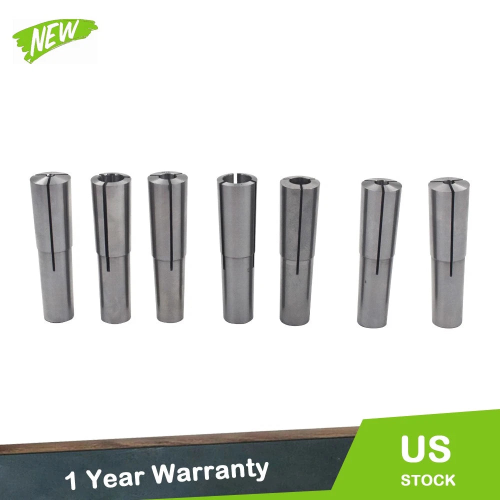 7Pc Set of MT2 Shank Round Collets for Morse Taper Chuck (1/8" - 1/2")