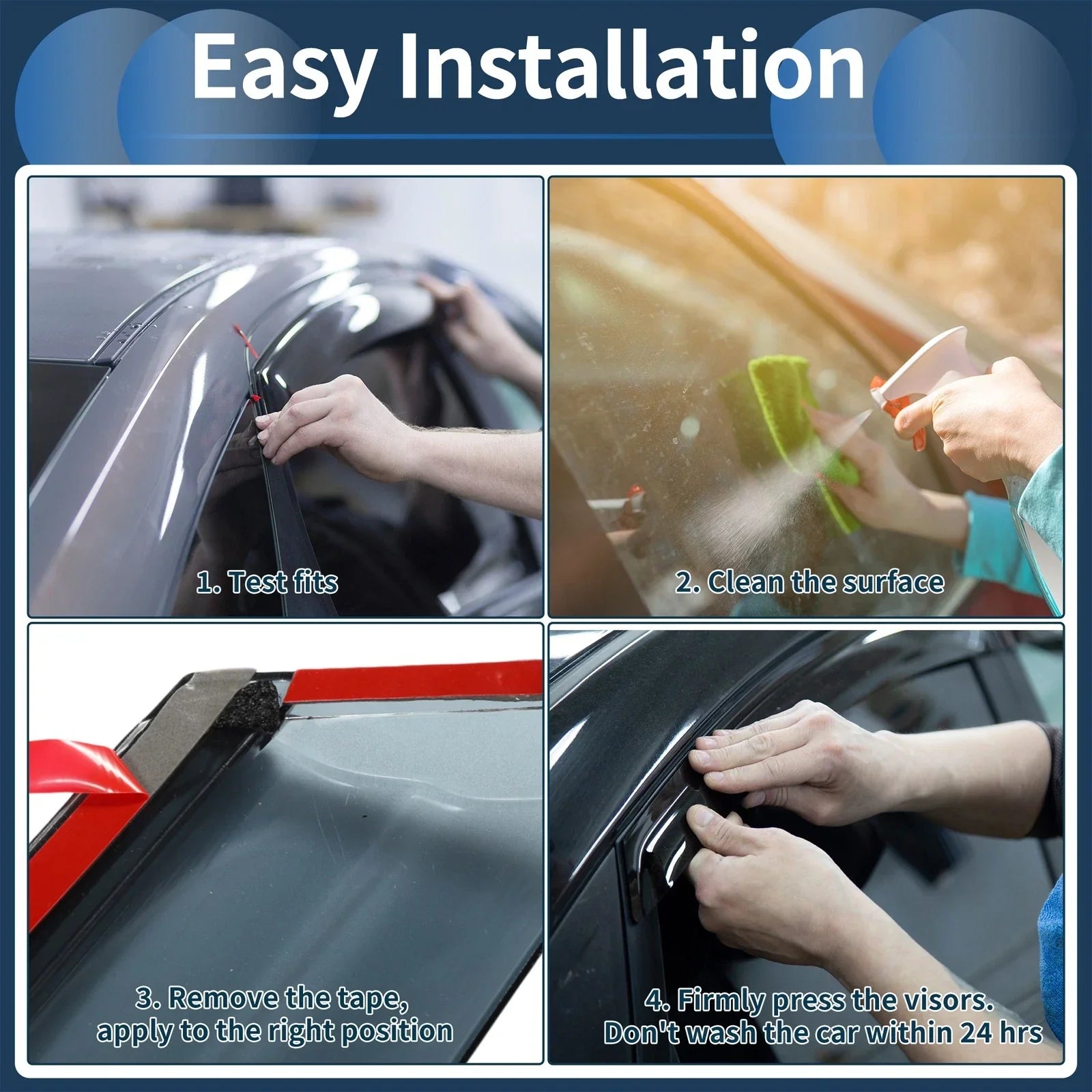Window Deflectors for Honda CR-V Side Window Vent Visors Black (2007-2011)