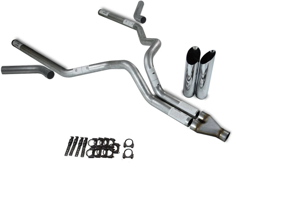 Dual Exhaust Kit for Chevy GMC 1500 (2007–2014) - 3" Y Pipe, Slash Tips