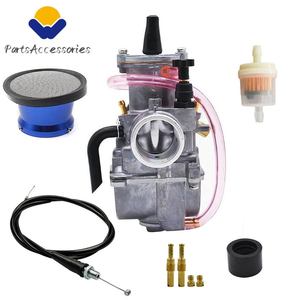 PWK28 Carburetor & Throttle Cable Set + Air Filter for Kawasaki KX80 KX100 KX125 (1990–2006)