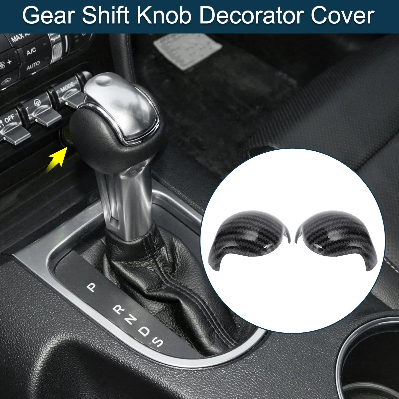 Carbon Fiber Gear Shift Knob Cover for Ford Mustang (2015–2023)