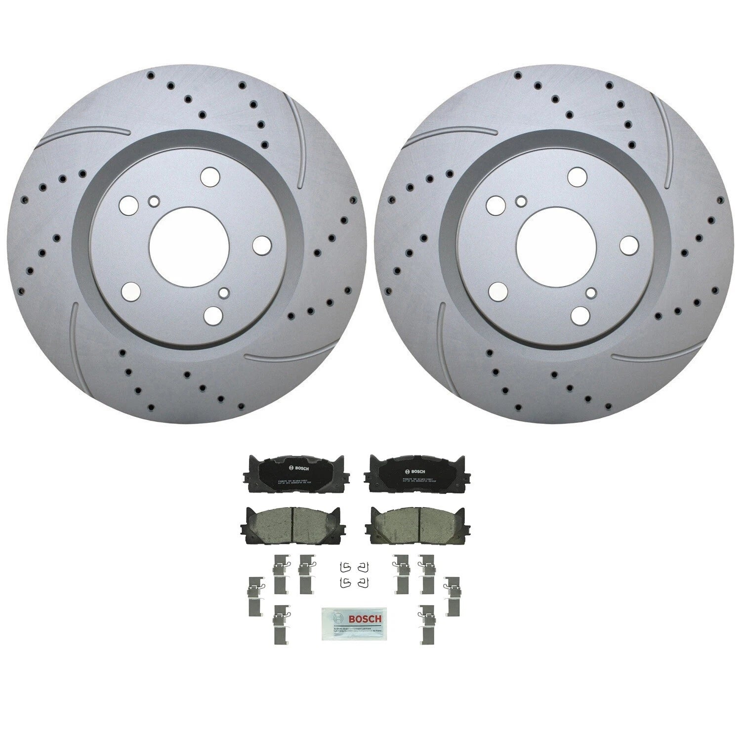 Front Brake Kit 296mm Drilled Rotors & Bosch Pads for ES350 Avalon Camry (2007–2019)