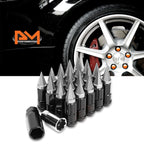 20Pc M12X1.5 Gunmetal JDM Wheel Lug Nuts + Spline Locks + Spiked Cap