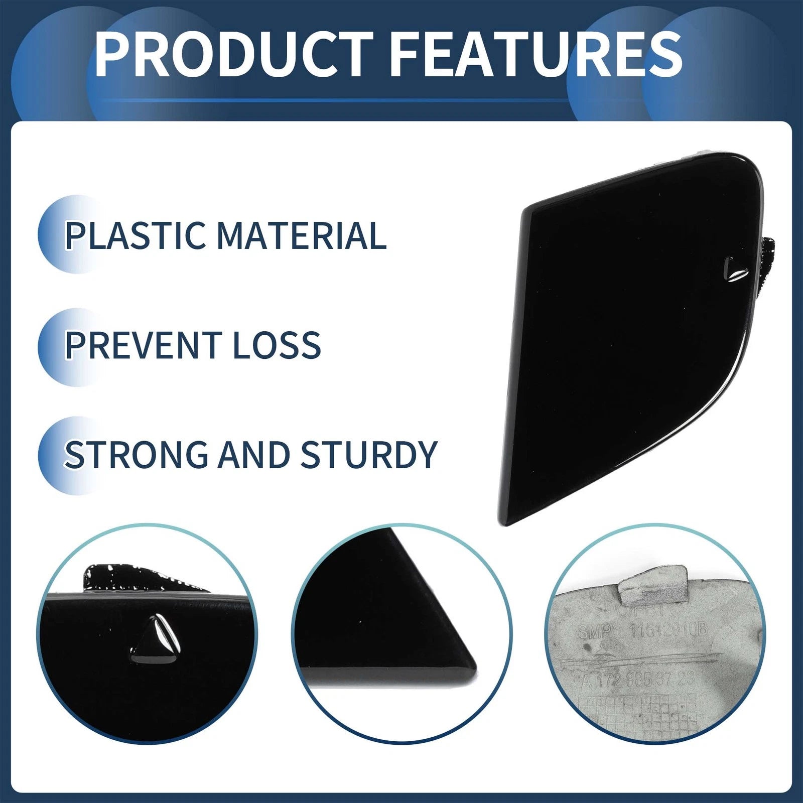 Rear Bumper Tow Hook Cover for Mercedes-Benz W172 R172 (2012–2019) No.A1728853723 Black