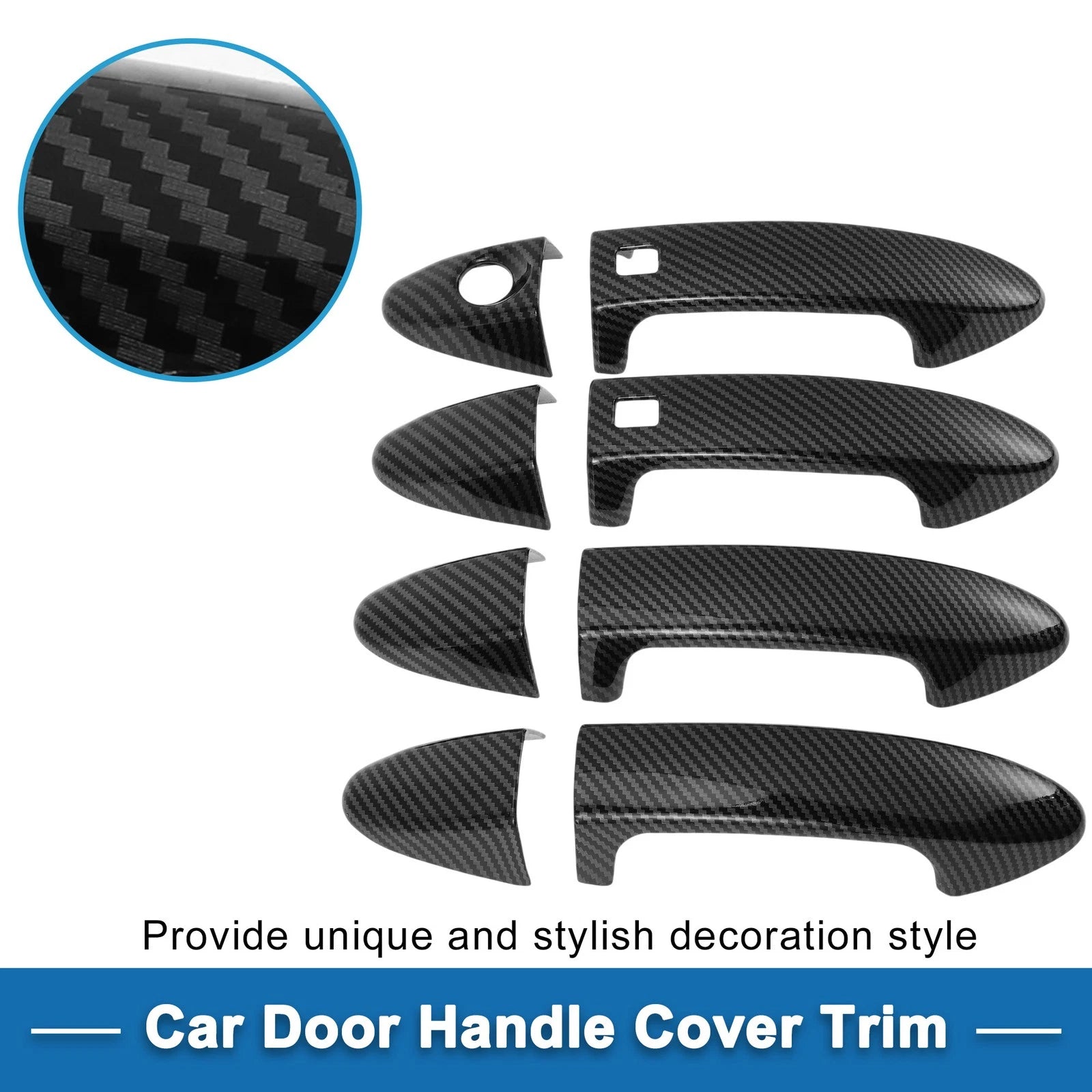 Door Handle Cover Trim for Ford Fiesta (Carbon Fiber, Black)