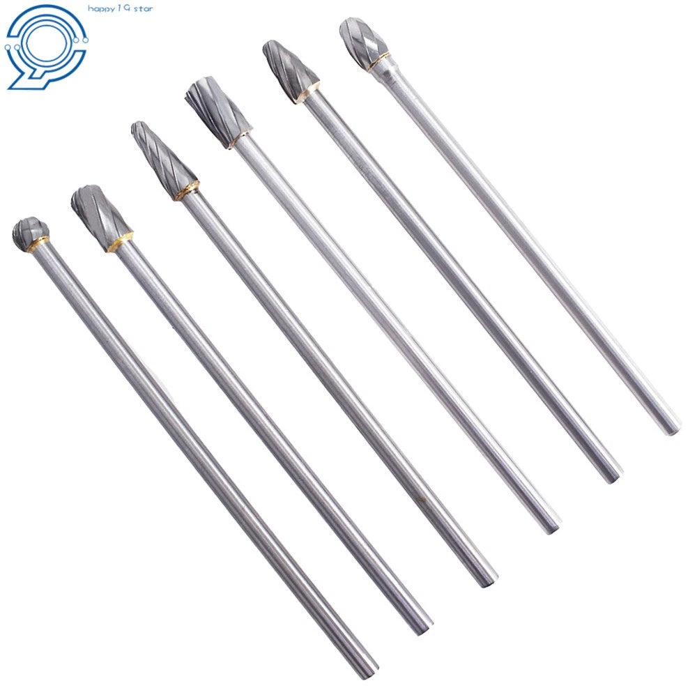 6X Rotary Aluminum 10mm Cut Burrs for Long Reach Carbide Burs 1/4" Shank